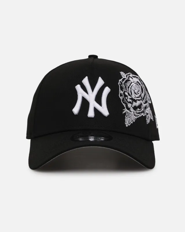 New Era New York Yankees 'Ornate Rose' 9FORTY A-Frame Snapback Black/White sold by Culture Kings