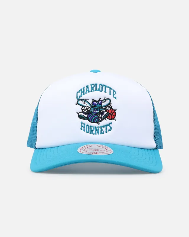 Mitchell & Ness Charlotte Hornets Logo Foam Trucker Snapback Teal/White sold by Culture Kings