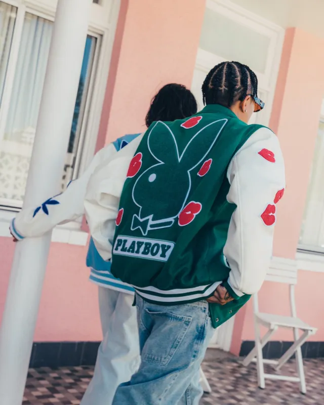 Playboy By CK Team Varsity Jacket Green/Off White sold by Culture Kings