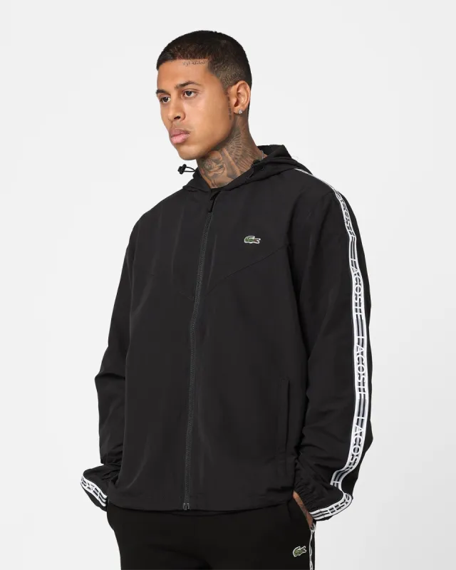 Lacoste Logo Tape Recycled Poly Windbreaker Jacket Black sold by Culture Kings