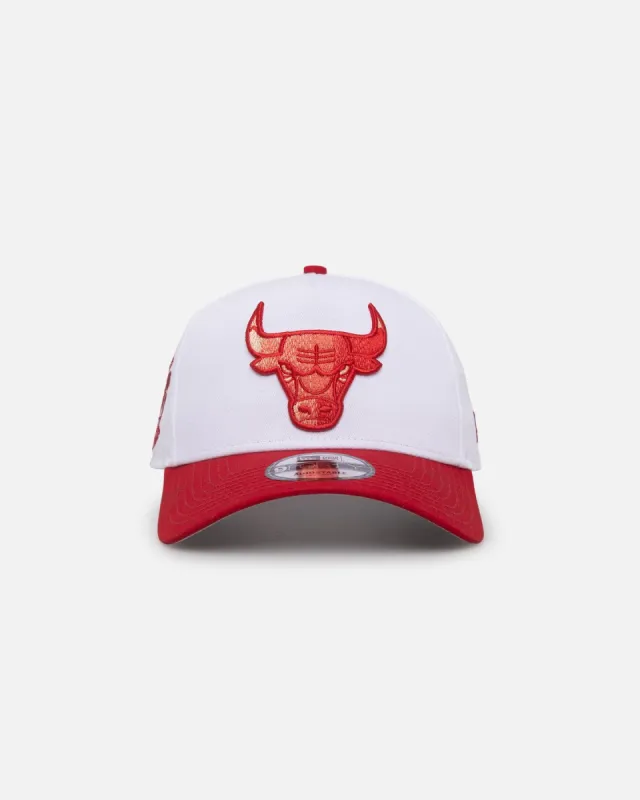 New Era Chicago Bulls 'Satin Blaze' 9FORTY A-Frame Snapback White/Scarlet sold by Culture Kings
