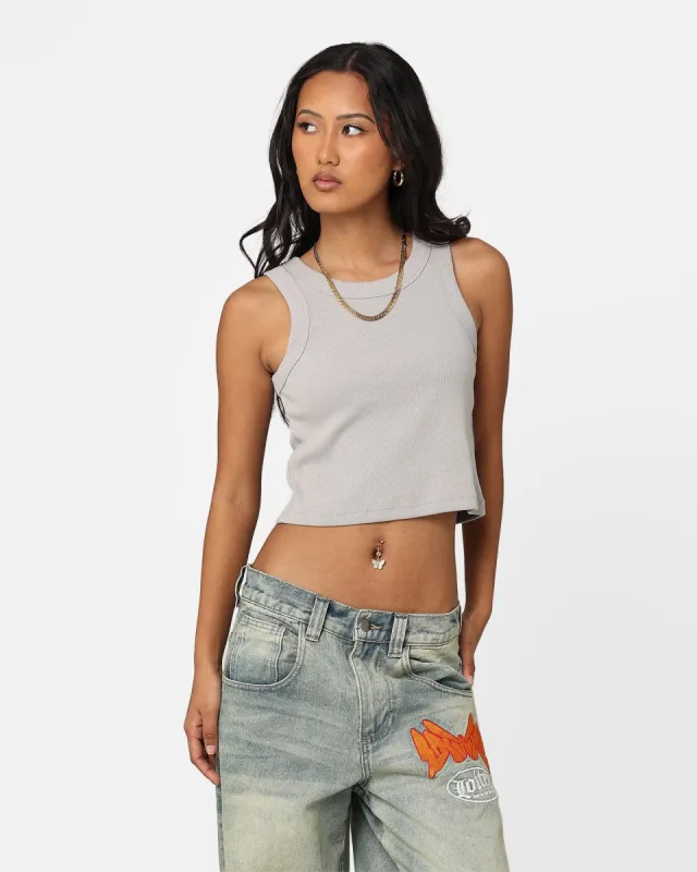 AS Colour Women's Organic Rib Crop Tank Top Storm made by Culture Kings