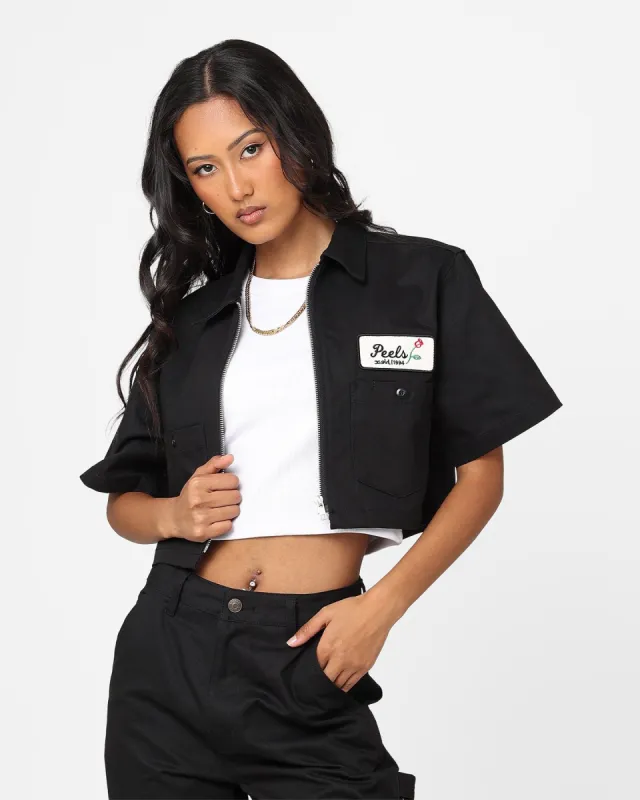 X-Girl Women's Peels Zip Up Cropped T-Shirt Black sold by Culture Kings