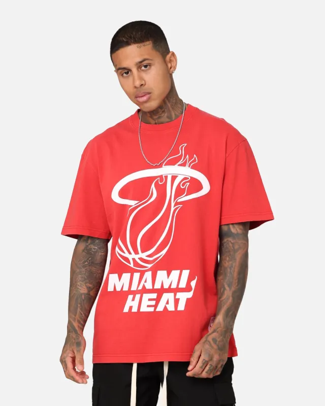 Mitchell & Ness Miami Heat XL Logo One Colour T-Shirt Faded Red sold by Culture Kings