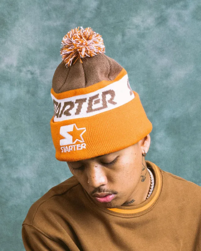 Starter Mid Season Pom Beanie Brown/Orange sold by Culture Kings
