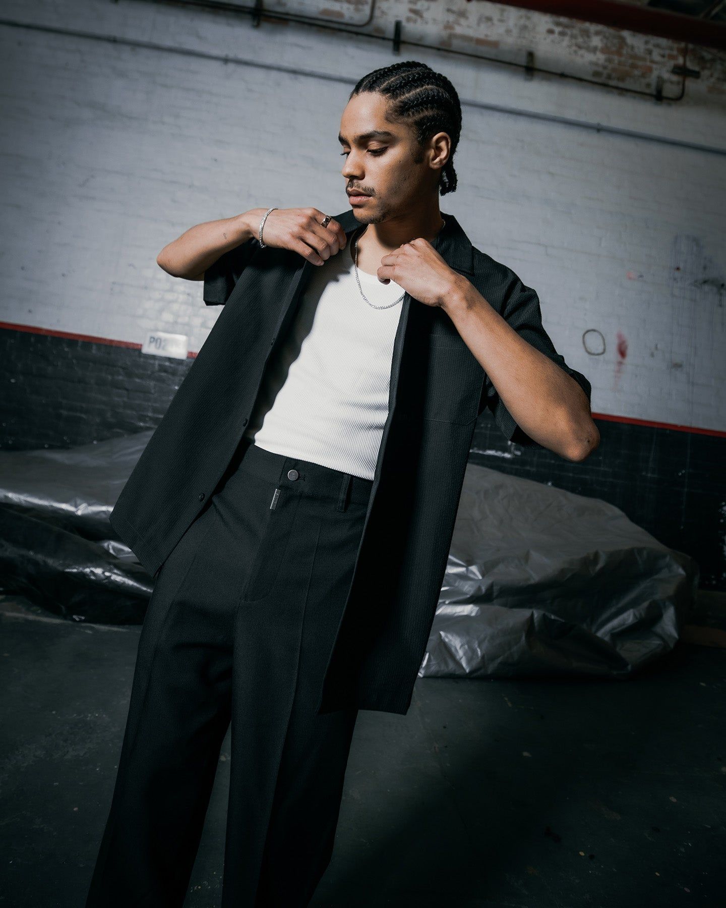 Saint Morta Seersucker Short Sleeve Shirt Black sold by Culture Kings