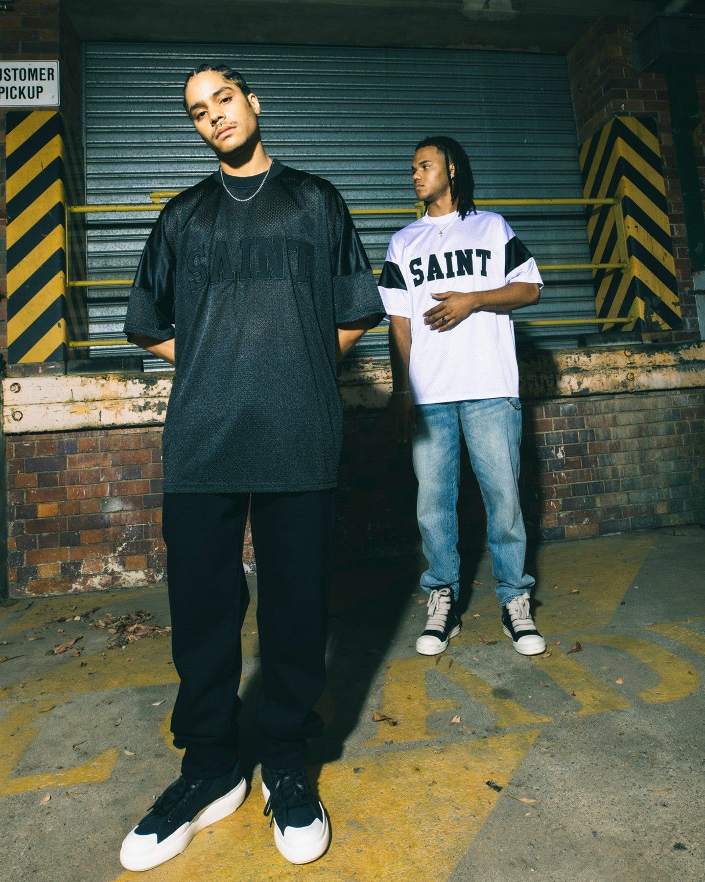 Saint Morta Union Mesh Boxy T-Shirt Black/Black sold by Culture Kings product image thumbnail 2