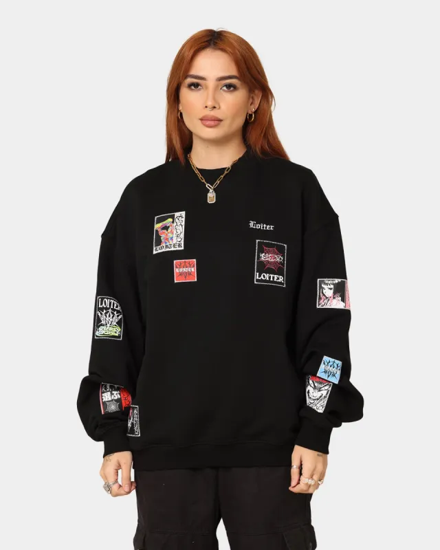 Loiter Patchwork Crewneck Black sold by Culture Kings