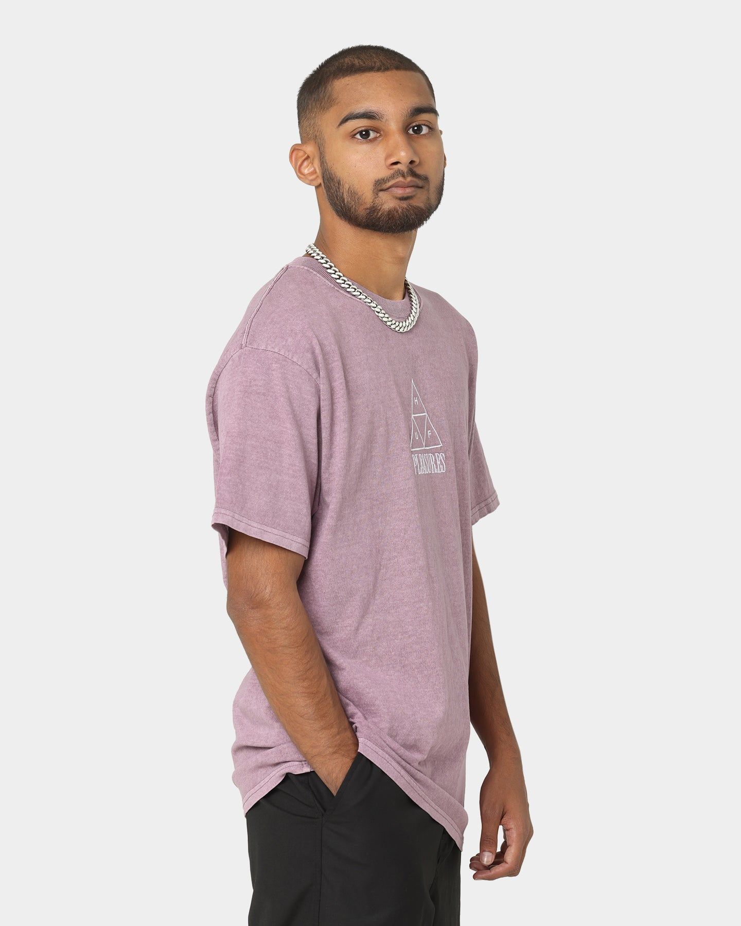 HUF X Pleasures Dyed Short Sleeve T-Shirt Purple sold by Culture Kings product image thumbnail 5