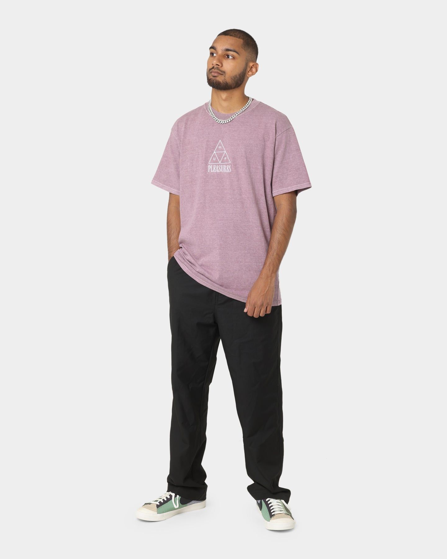 HUF X Pleasures Dyed Short Sleeve T-Shirt Purple sold by Culture Kings product image thumbnail 2