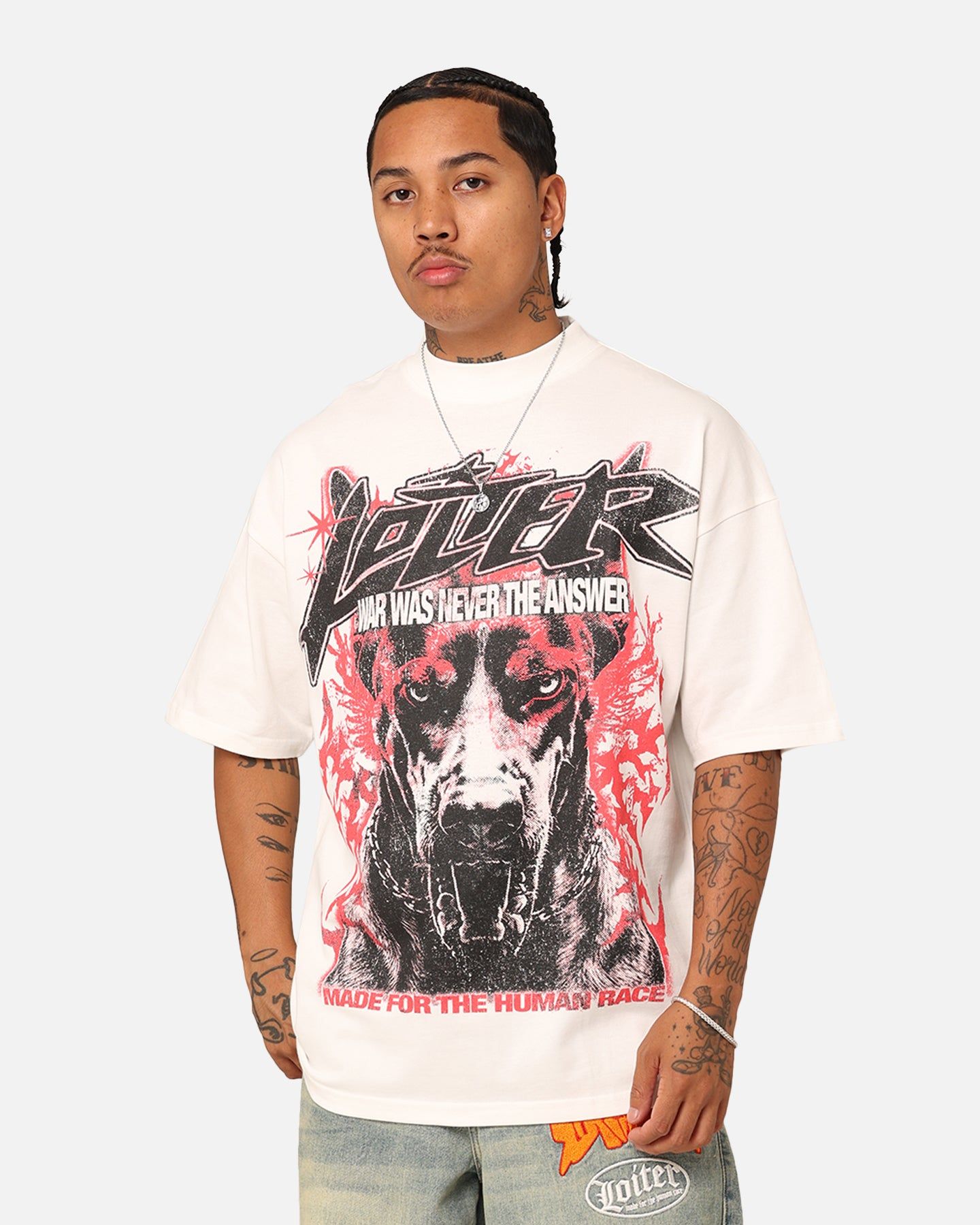 Loiter Dog Tag Oversized T-Shirt Off White sold by Culture Kings