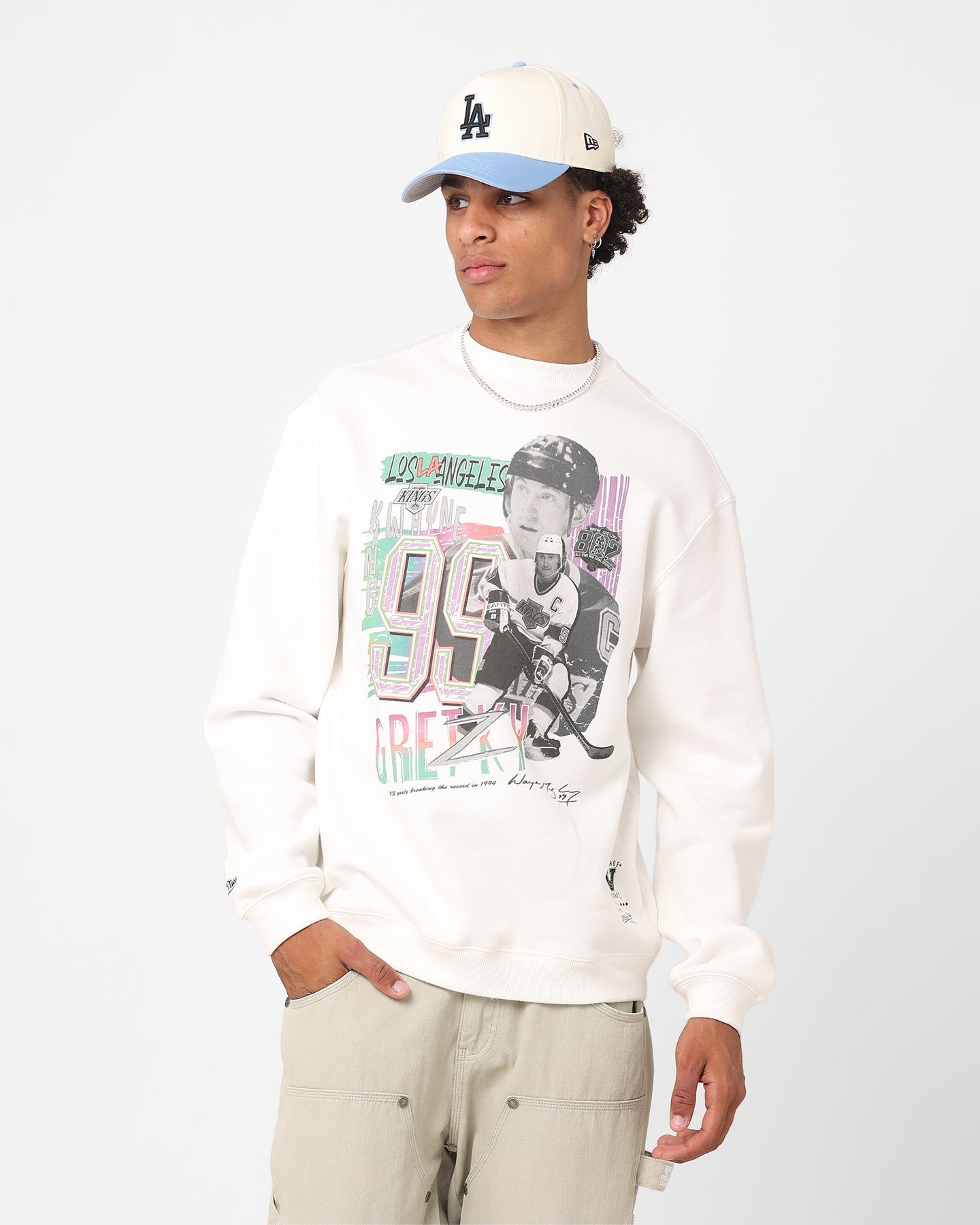 Mitchell & Ness Los Angeles Kings Wayne Gretzky Electric Crewneck Vintage White sold by Culture Kings