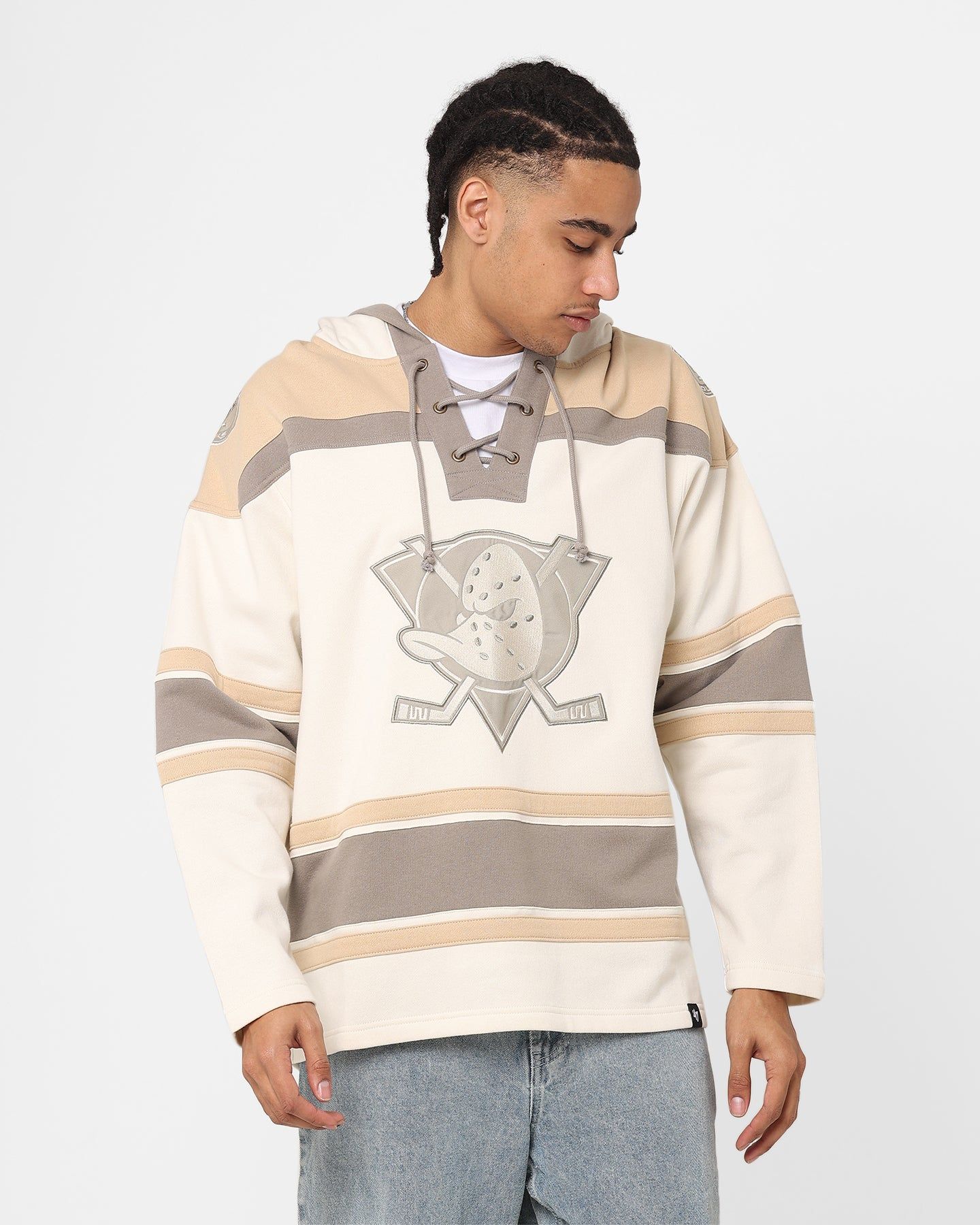 47 Brand Anaheim Ducks Superior Lacer Hoodie Cream/Khaki sold by Culture Kings