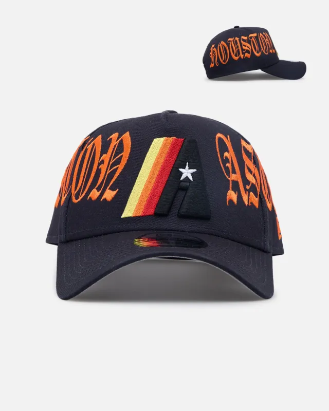 New Era Houston Astros 'Goth Script' 9FORTY A-Frame Snapback Navy/Orange sold by Culture Kings