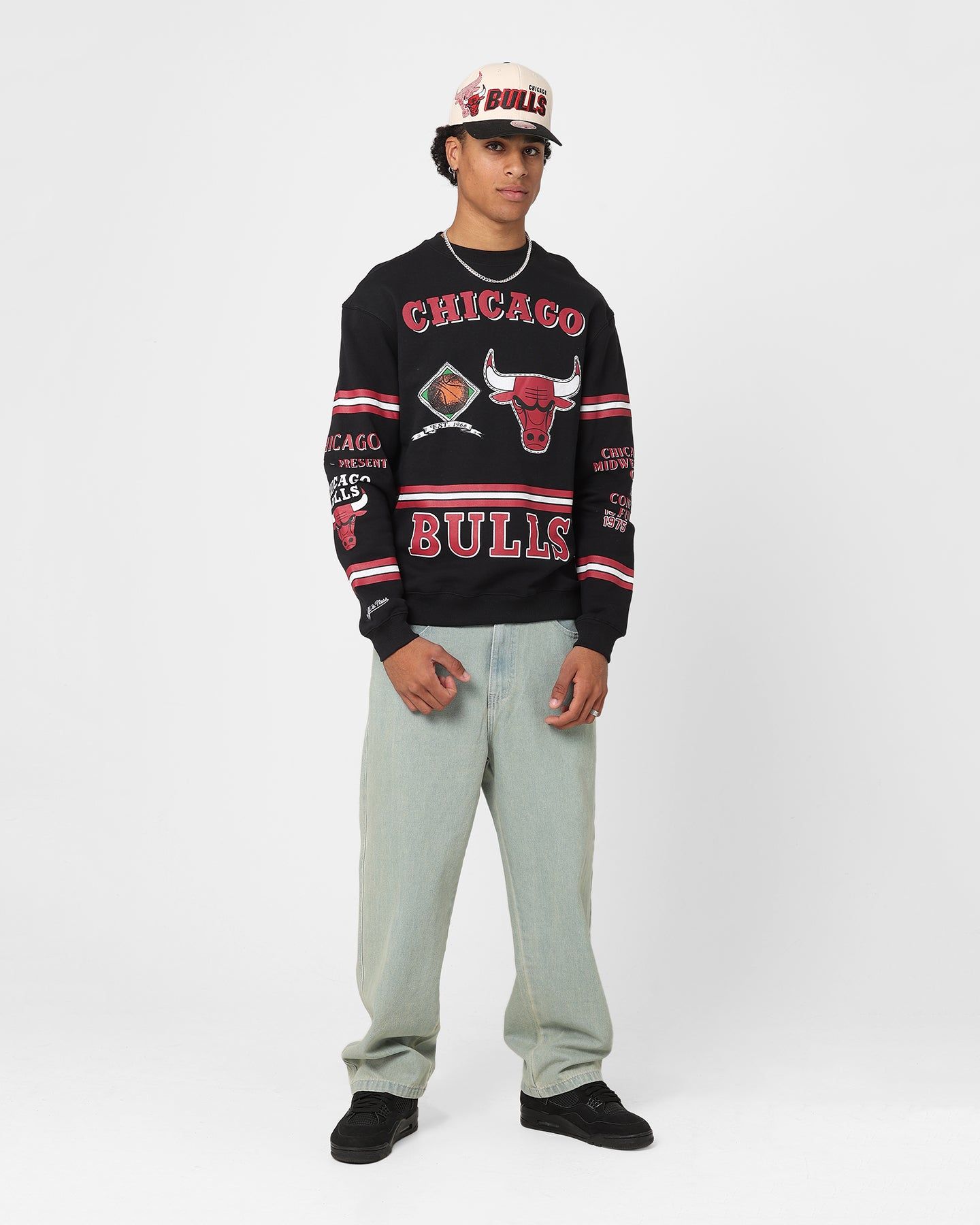 Mitchell & Ness Chicago Bulls World Champions Crewneck Black sold by Culture Kings product image thumbnail 3