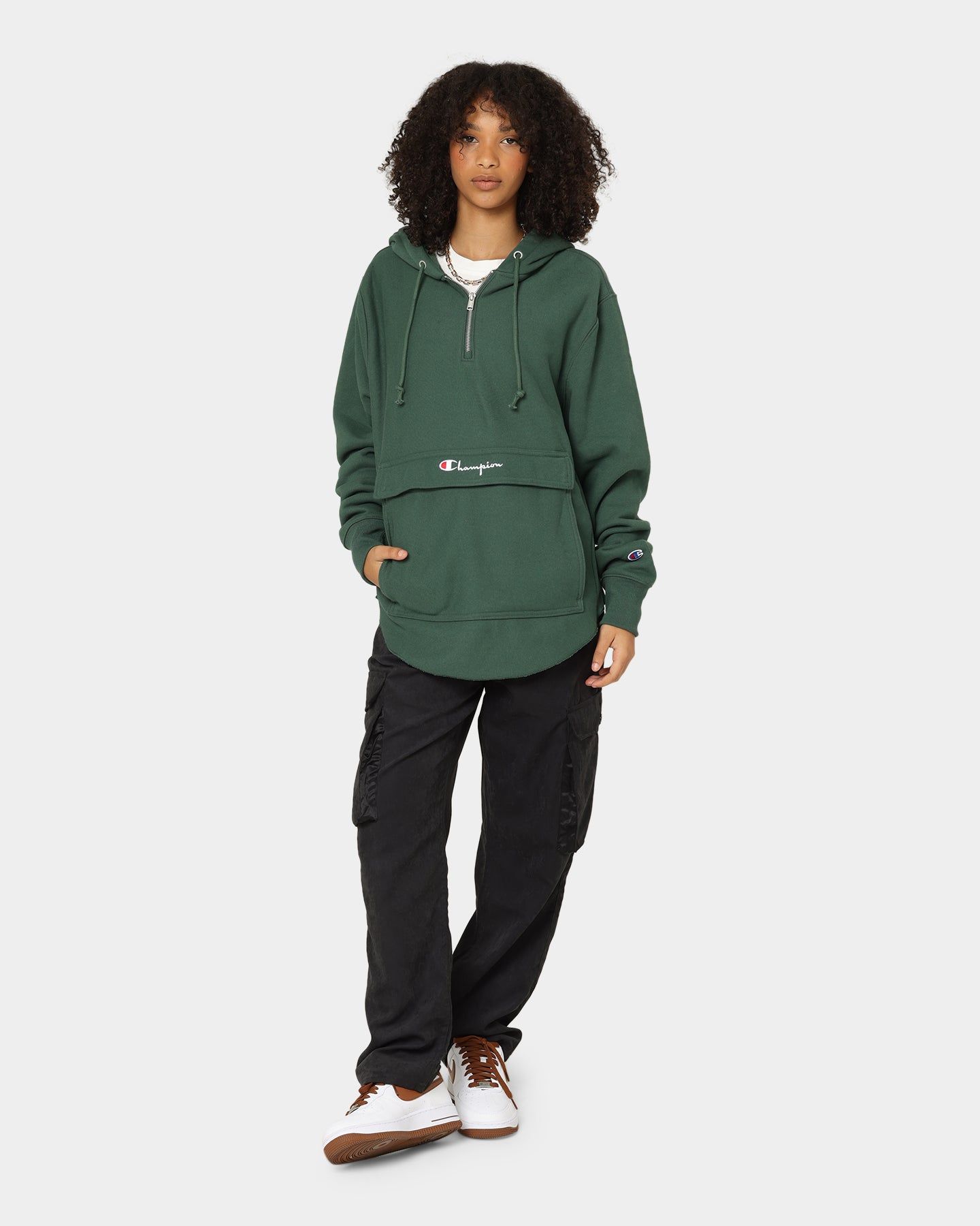 Champion Reverse Weave Boxy Anorak Hoodie Dark Green sold by Culture Kings product image thumbnail 2