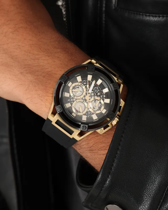 Guess Mainline Matrix Watch Black/Gold sold by Culture Kings
