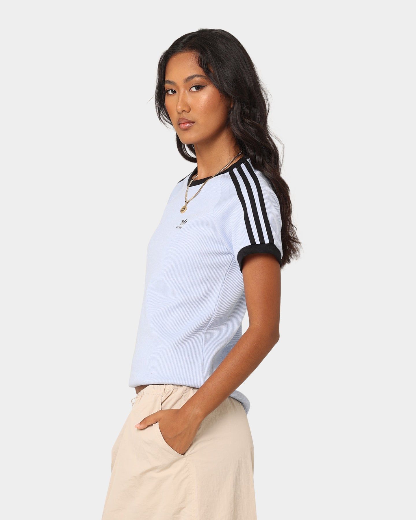 Adidas Women's 3 Stripe Slim T-Shirt Bludaw sold by Culture Kings product image thumbnail 6