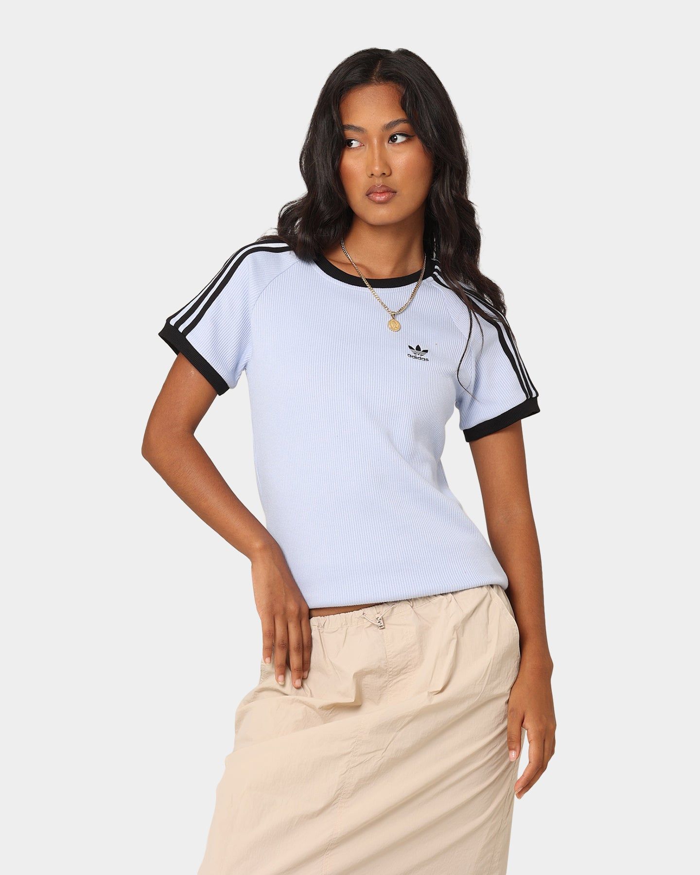 Adidas Women's 3 Stripe Slim T-Shirt Bludaw sold by Culture Kings