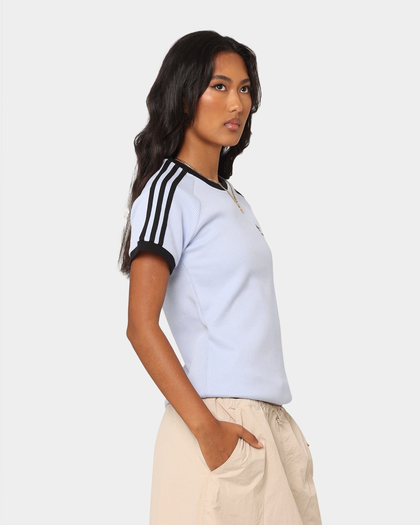 Adidas Women's 3 Stripe Slim T-Shirt Bludaw sold by Culture Kings product image thumbnail 5