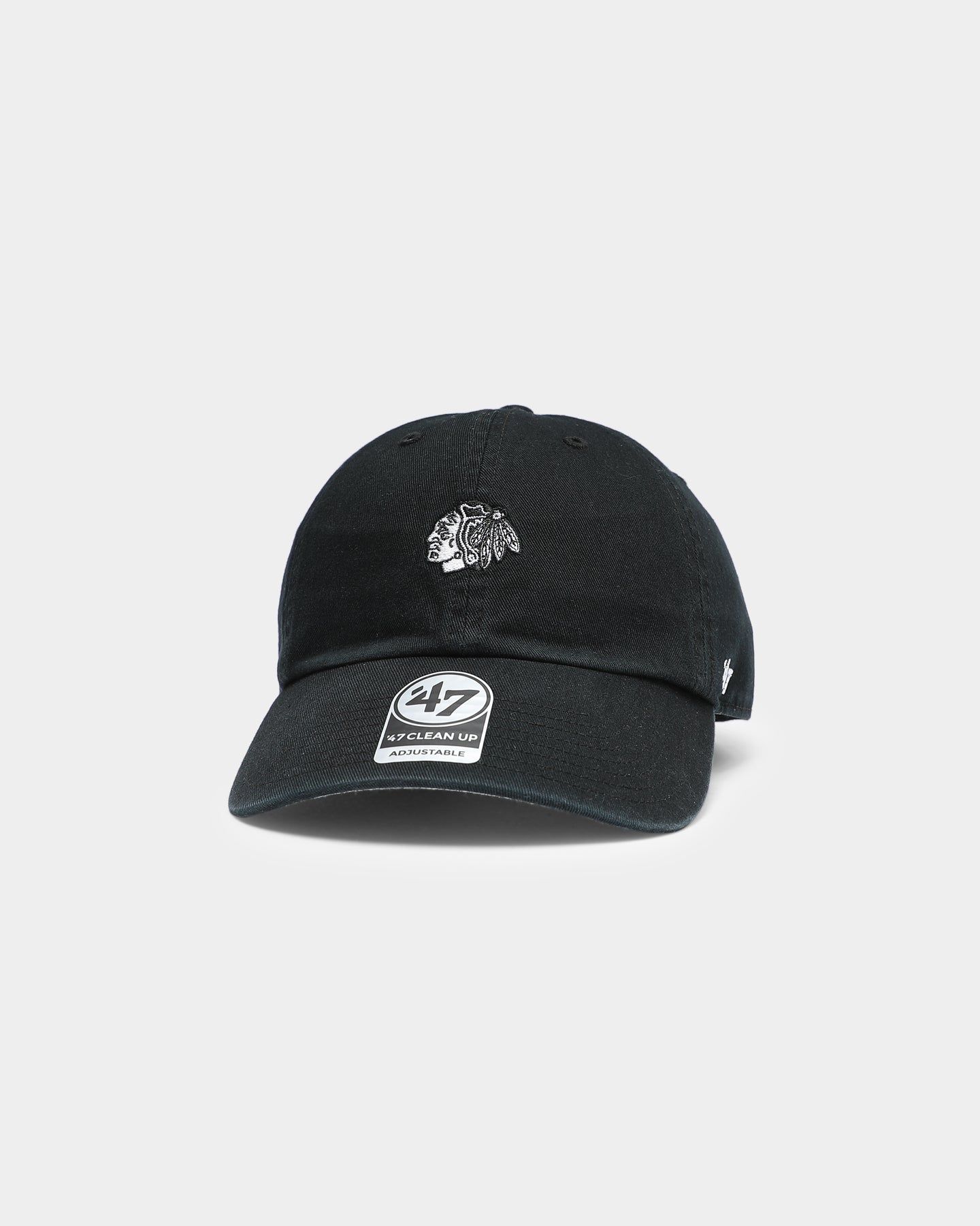 47 Brand Men's Chicago Blackhawks Clean Up Strapback Black sold by Culture Kings