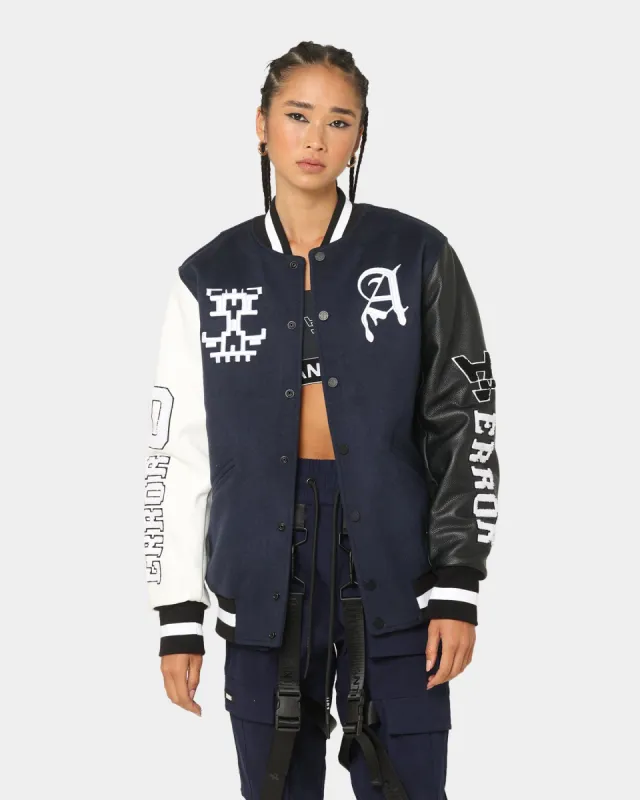 The Anti Order Dead Pixel Leather Varsity Jacket Jacket Navy/Black made by Culture Kings