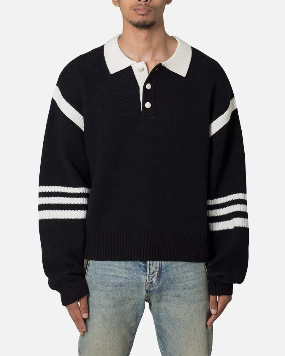 登場! MNML Parallel | Black/White Sweater Knit Polo トップス