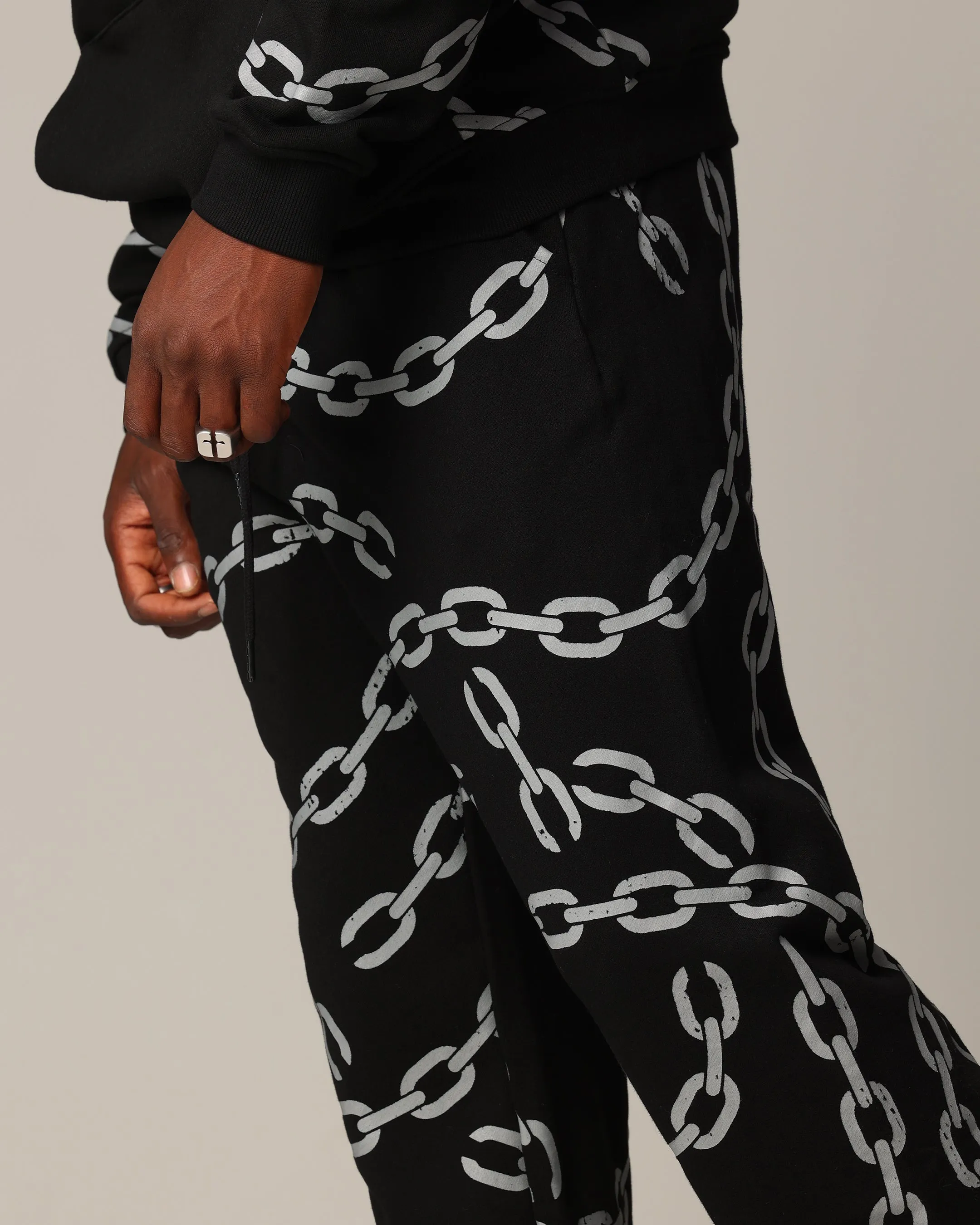 Saint Morta Chain Sweatpants Black/Black sold by Culture Kings product image thumbnail 3