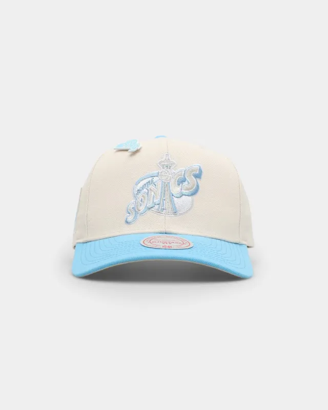 Mitchell & Ness Seattle Sonics 'Sky Blue' Snapback Cream sold by Culture Kings