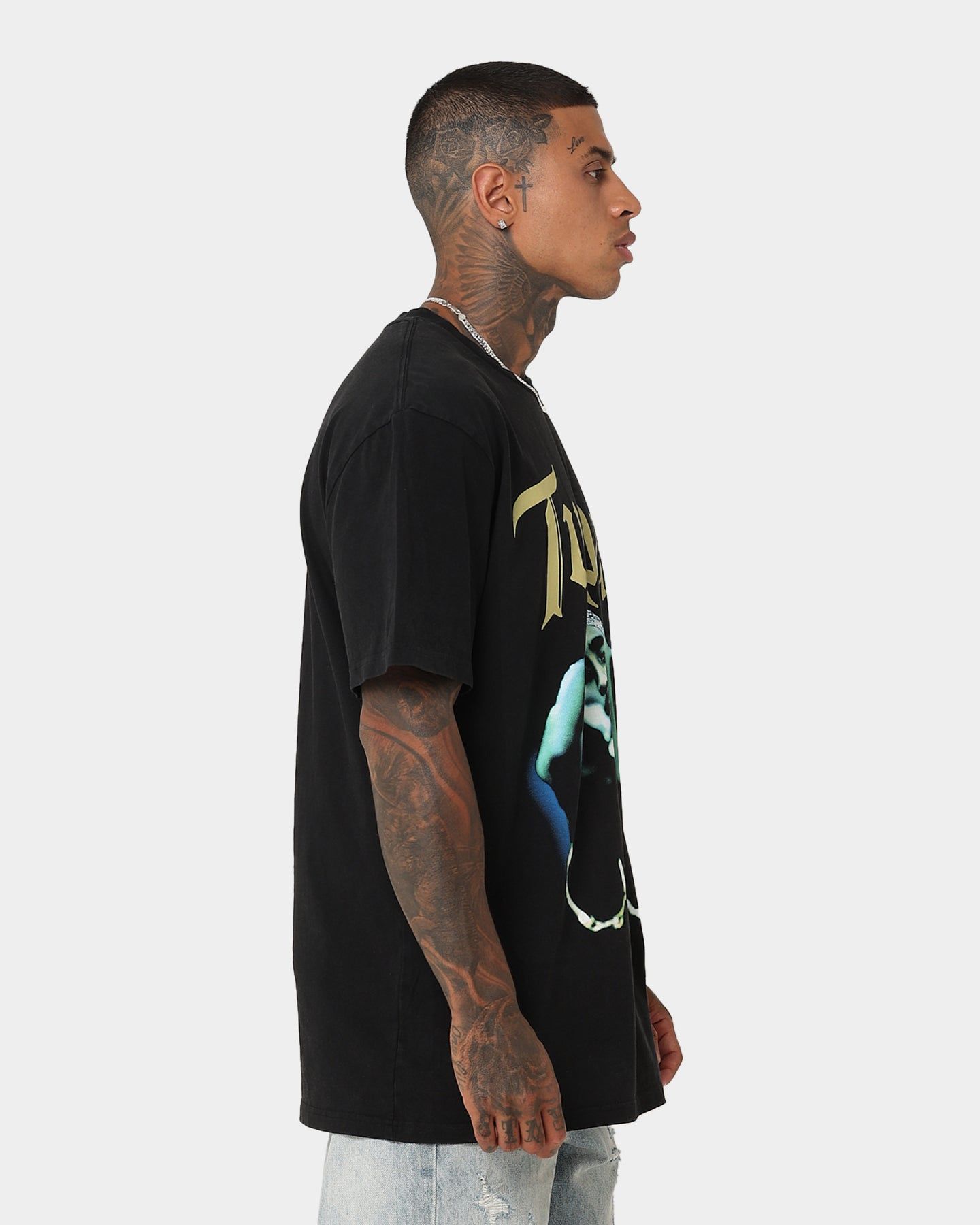 Tupac Middle Finger T-Shirt Washed Black sold by Culture Kings product image thumbnail 5