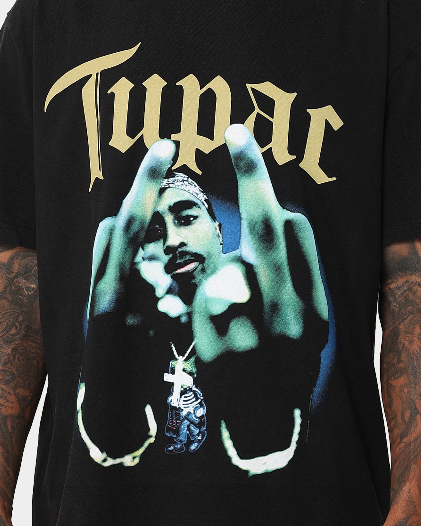Tupac Middle Finger T-Shirt Washed Black sold by Culture Kings product image thumbnail 3