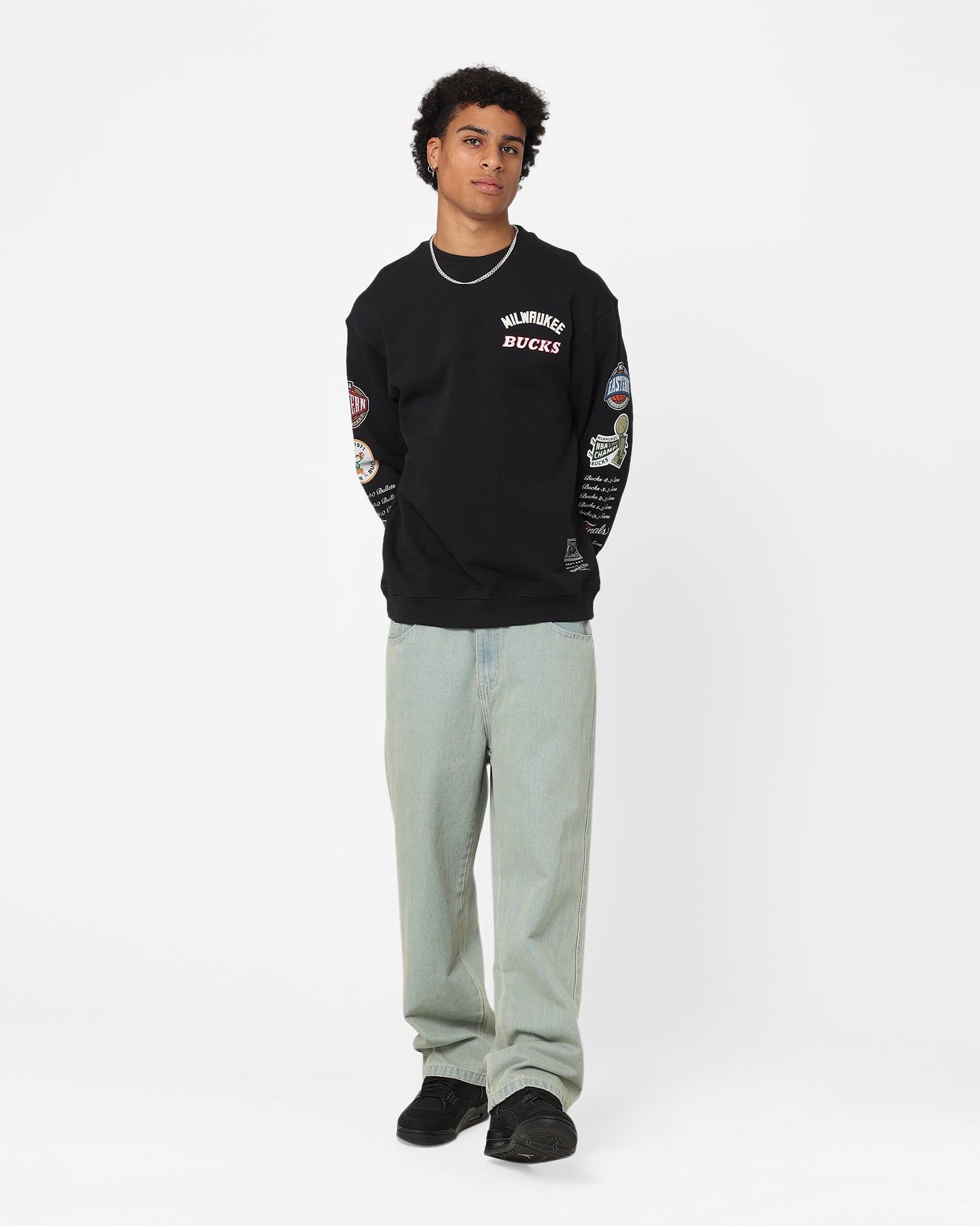 Mitchell & Ness Milwaukee Bucks Conference Crewneck Black sold by Culture Kings product image thumbnail 2