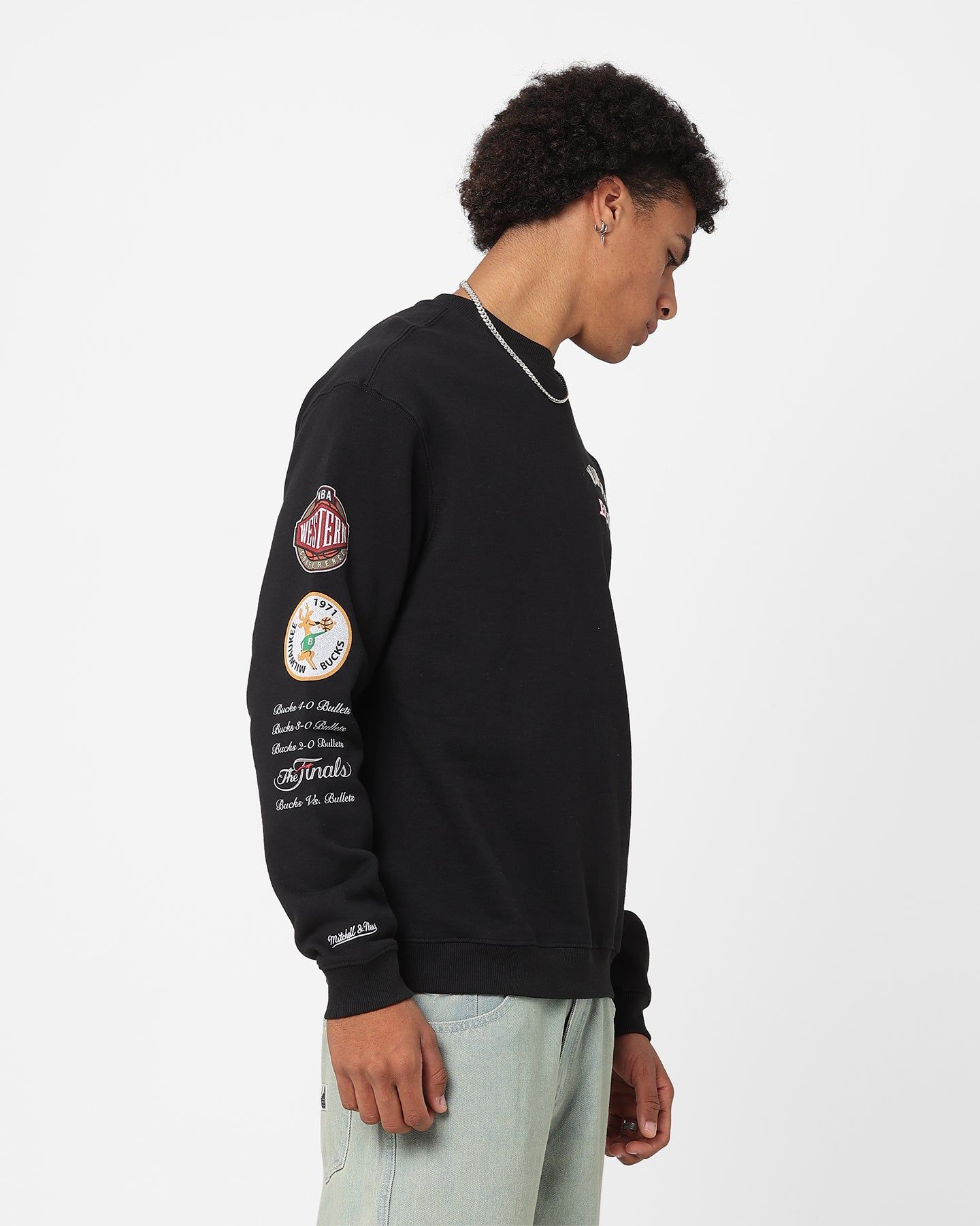 Mitchell & Ness Milwaukee Bucks Conference Crewneck Black sold by Culture Kings product image thumbnail 5