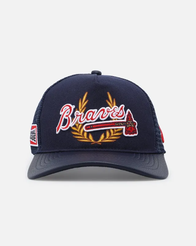 Pro Standard Atlanta Braves Fast Lane Logo Wool Trucker Strapback Midnight Navy sold by Culture Kings