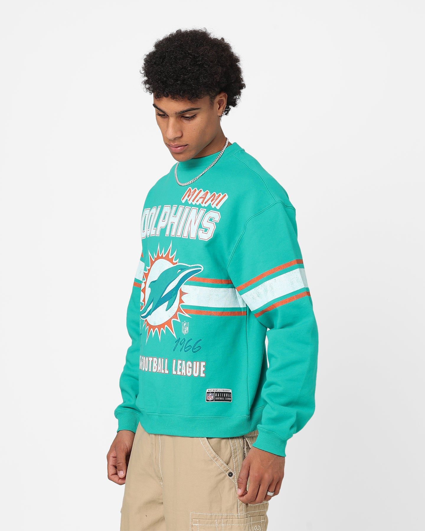 Majestic Athletic Miami Dolphins Stripe Crest Crewneck Faded Teal sold by Culture Kings product image thumbnail 6