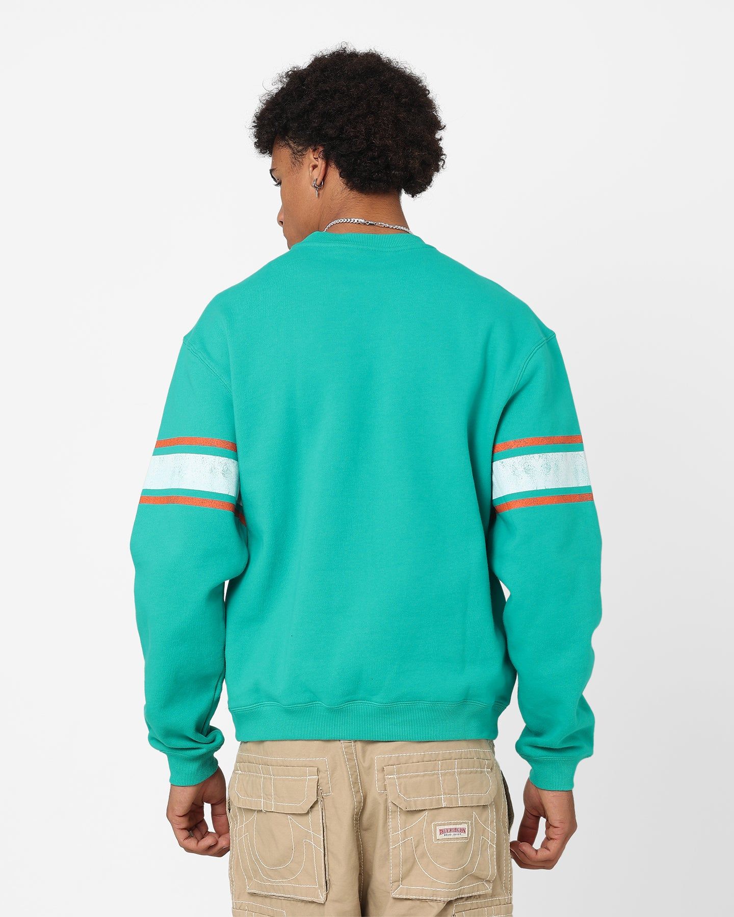 Majestic Athletic Miami Dolphins Stripe Crest Crewneck Faded Teal sold by Culture Kings product image thumbnail 4