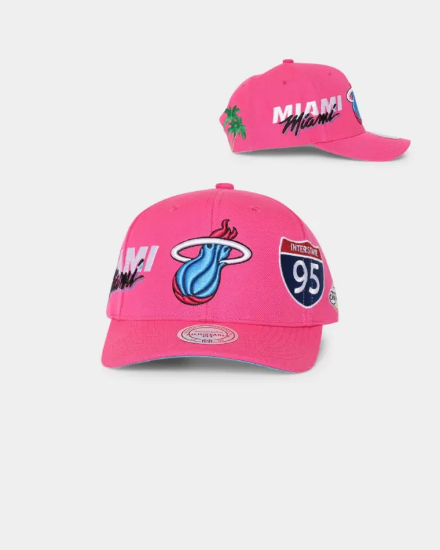 Mitchell & Ness Miami Heat 'Highway' Pro Crown Snapback Pink made by Culture Kings