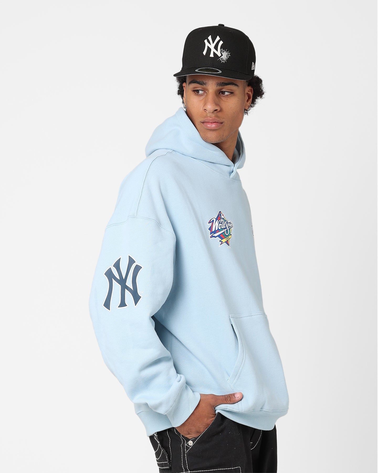 Majestic Athletic New York Yankees Vintage Athletic Pop Neck Hoodie Glacial Blue sold by Culture Kings product image thumbnail 5