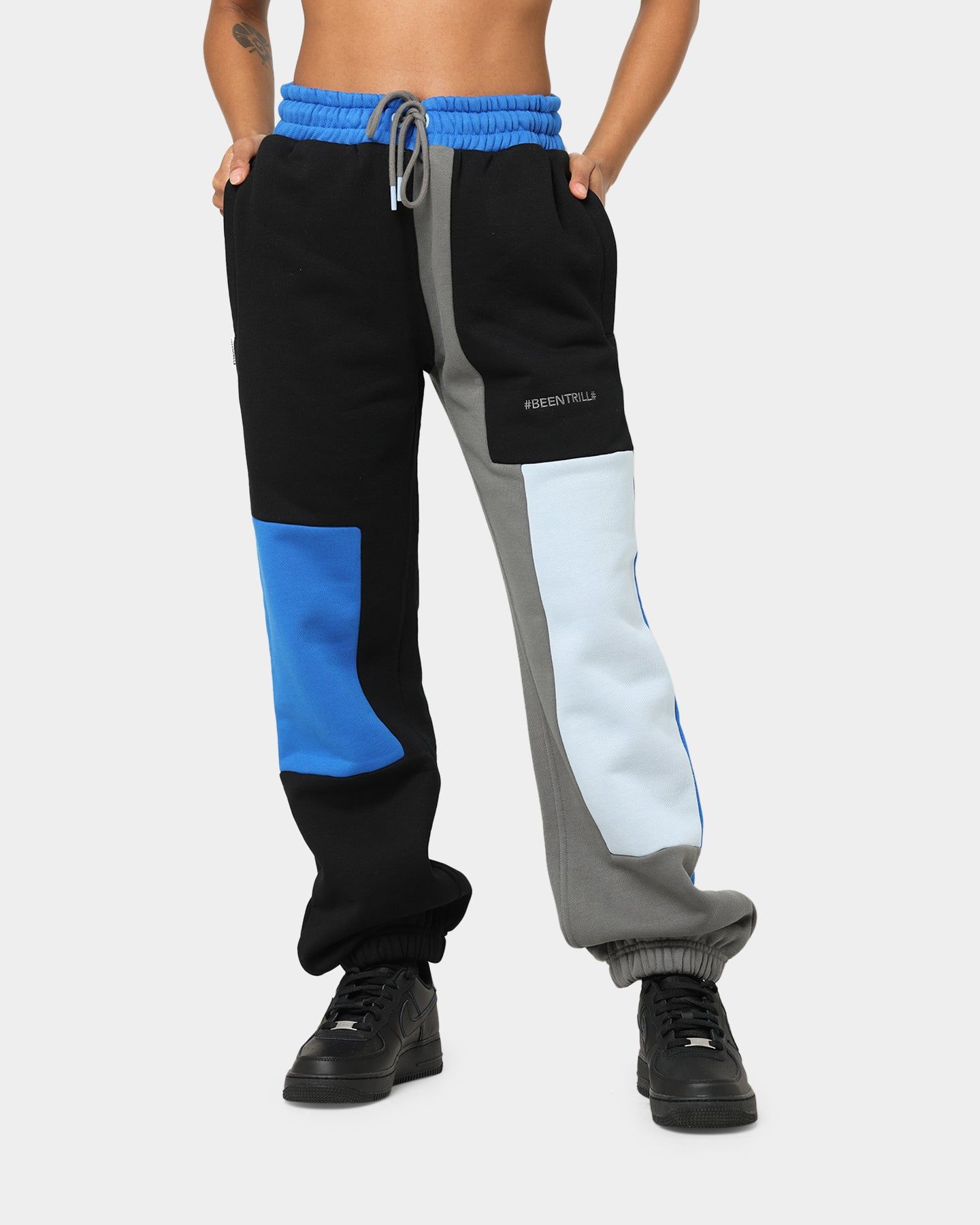 BEENTRILL Patchwork Sweat Pants Blue/Black sold by Culture Kings