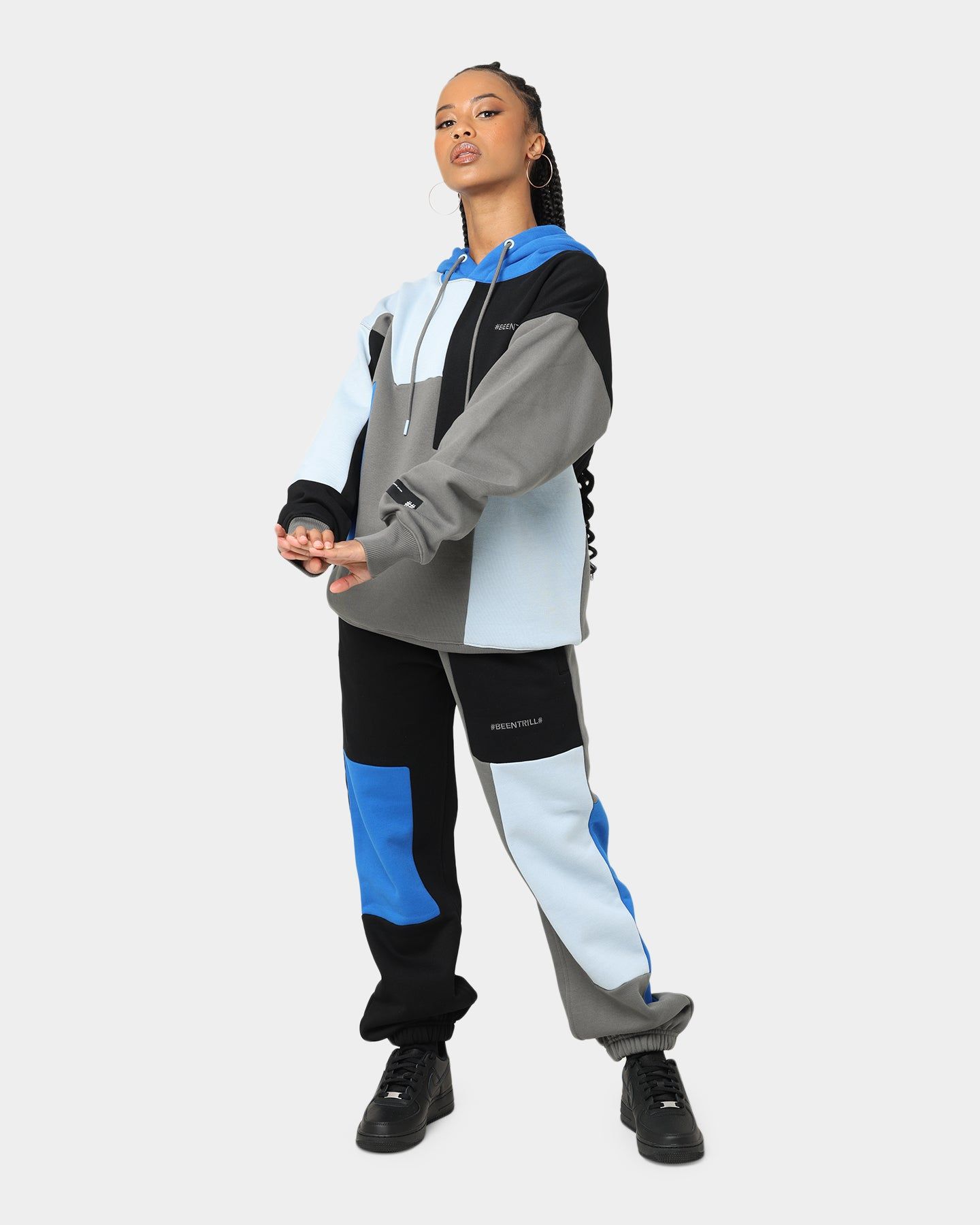 BEENTRILL Patchwork Sweat Pants Blue/Black sold by Culture Kings product image thumbnail 2