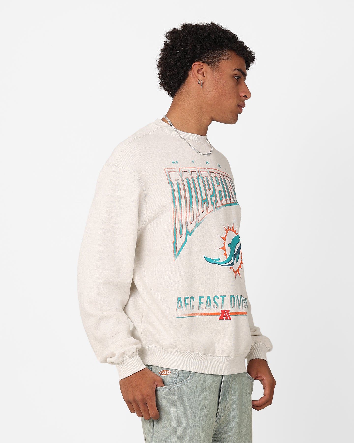 Majestic Athletic Miami Dolphins Arch Rise Crewneck Sweatshirt Vintage White Marle sold by Culture Kings product image thumbnail 5