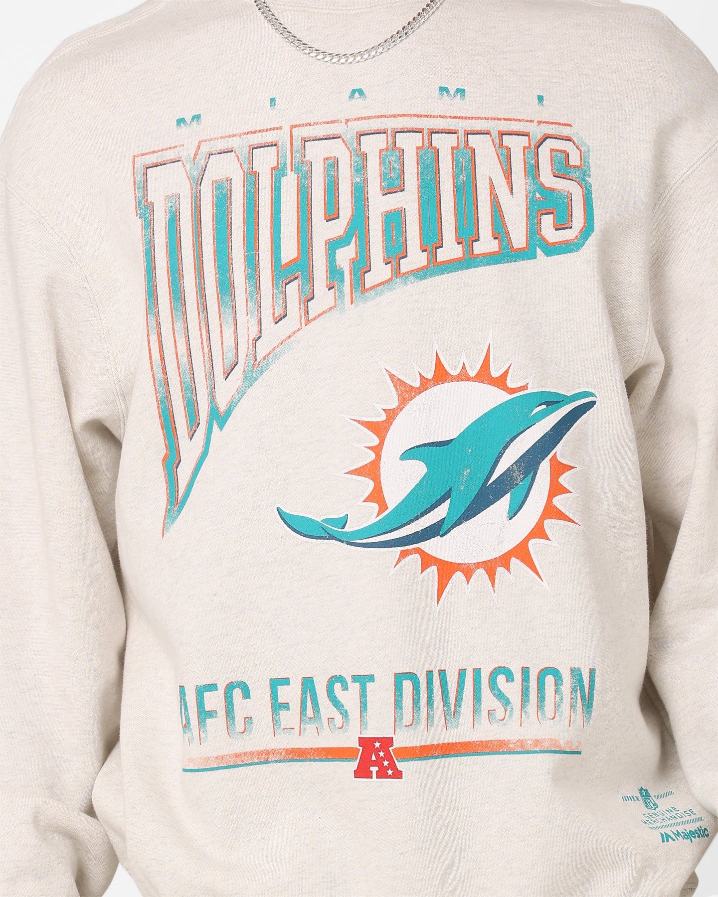 Majestic Athletic Miami Dolphins Arch Rise Crewneck Sweatshirt Vintage White Marle sold by Culture Kings product image thumbnail 3