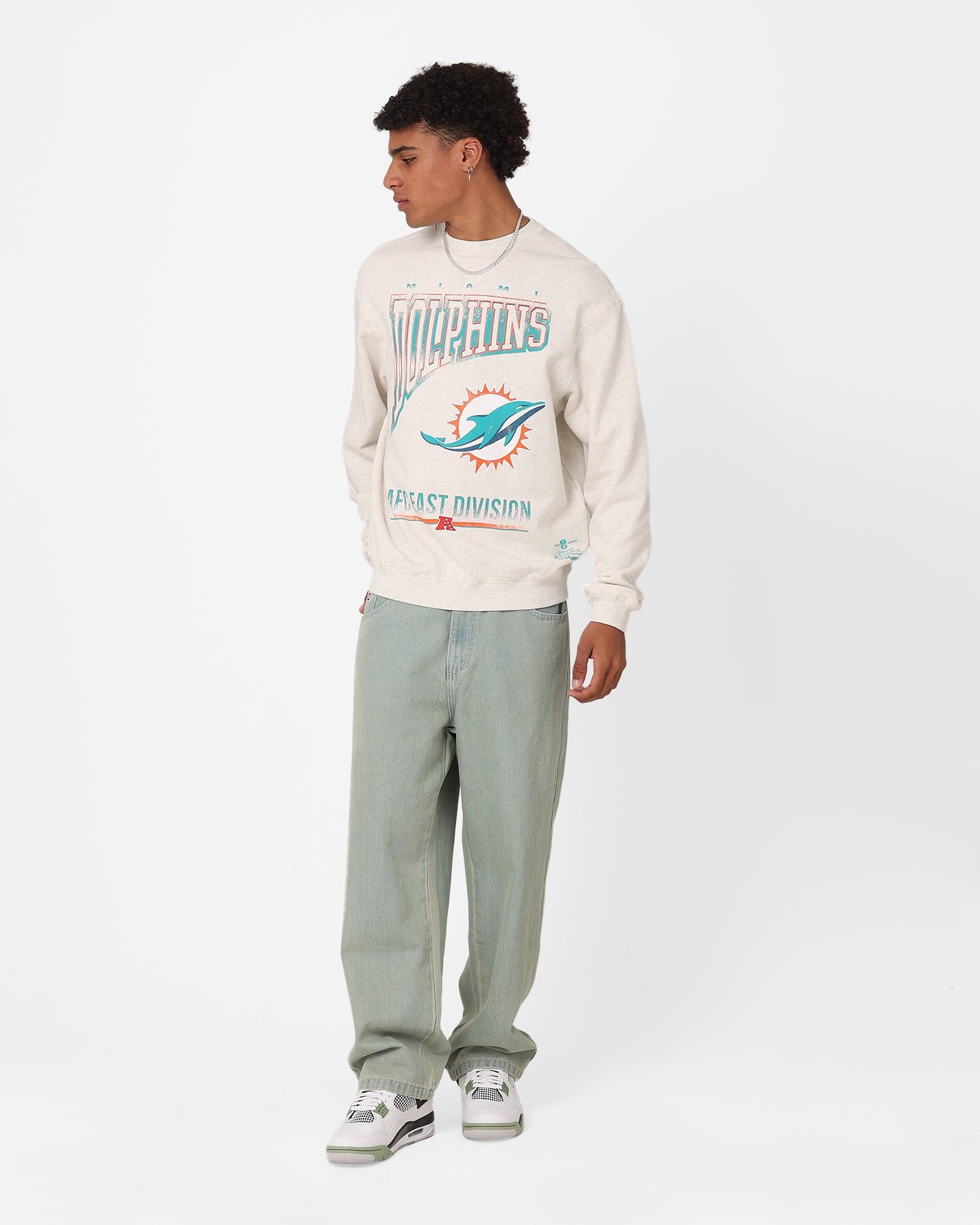 Majestic Athletic Miami Dolphins Arch Rise Crewneck Sweatshirt Vintage White Marle sold by Culture Kings product image thumbnail 2