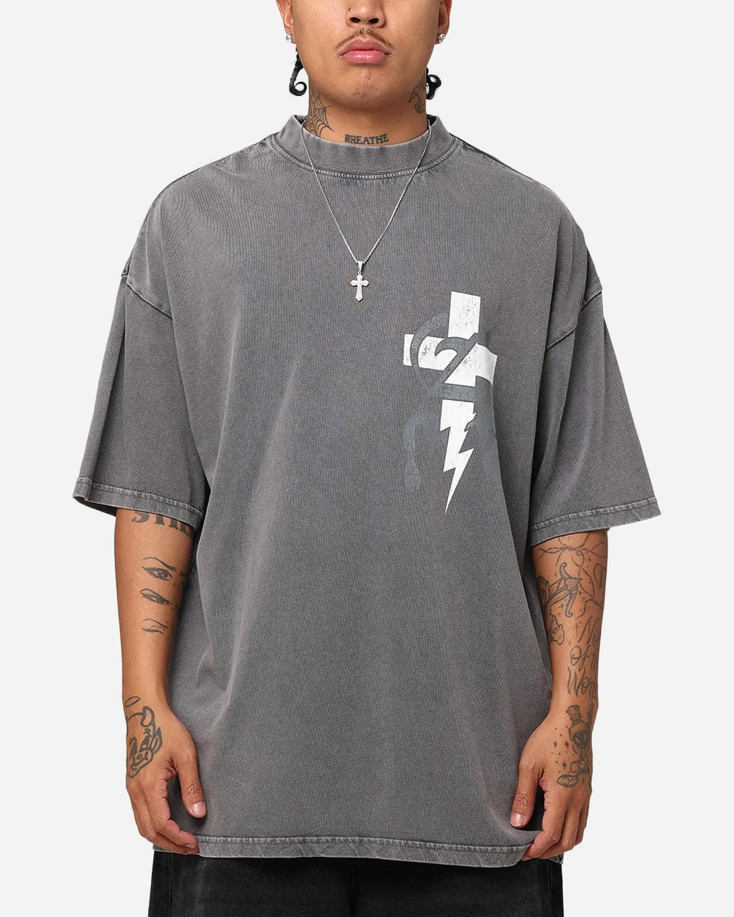 The Anti Order Chaos Mock Neck T-Shirt Washed Charcoal sold by Culture Kings product image thumbnail 2