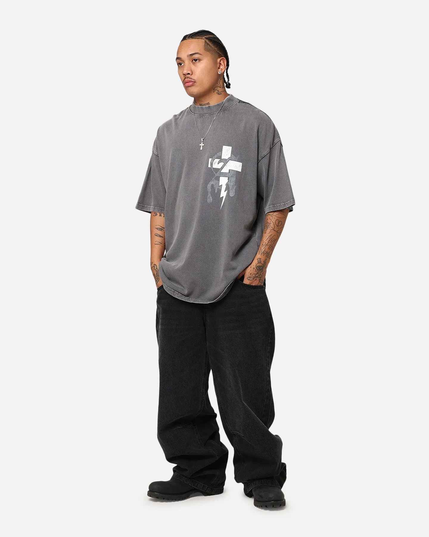 The Anti Order Chaos Mock Neck T-Shirt Washed Charcoal sold by Culture Kings product image thumbnail 4