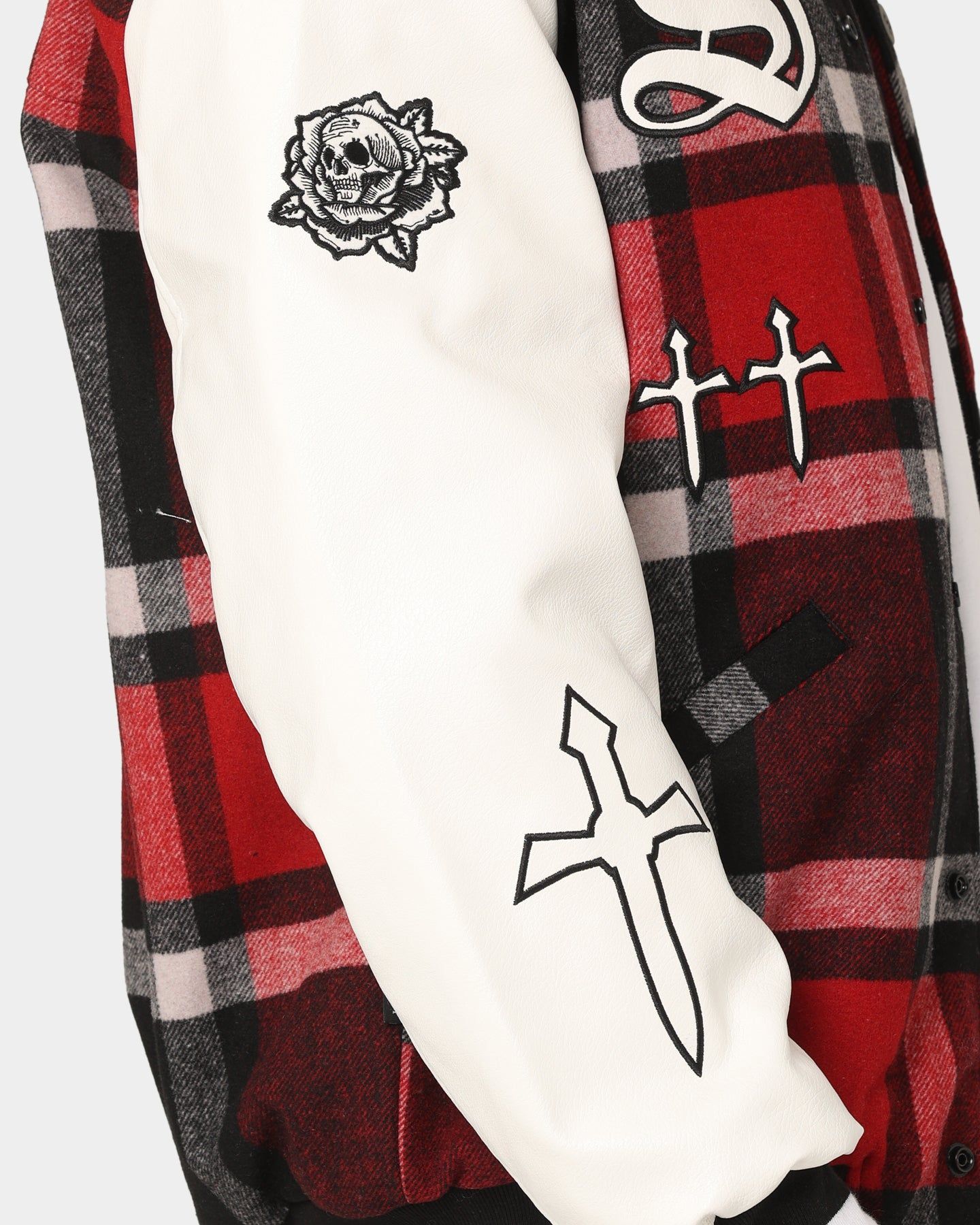Saint Morta Graveyard Plaid Varsity Jacket Red/Black/White sold by Culture Kings product image thumbnail 9