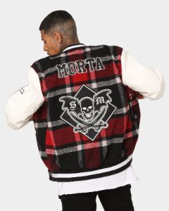 Saint Morta Graveyard Plaid Varsity Jacket Red/Black/White sold by Culture Kings