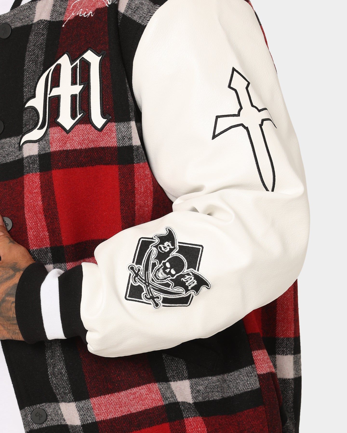 Saint Morta Graveyard Plaid Varsity Jacket Red/Black/White sold by Culture Kings product image thumbnail 10