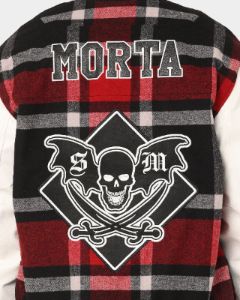 Saint Morta Graveyard Plaid Varsity Jacket Red/Black/White sold by Culture Kings