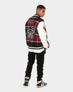 Saint Morta Graveyard Plaid Varsity Jacket Red/Black/White sold by Culture Kings
